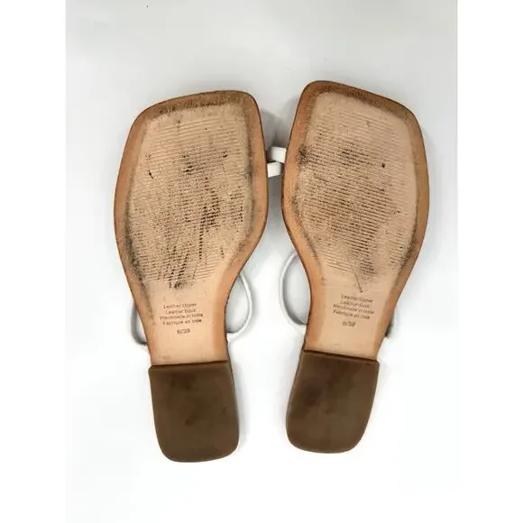 Jeffery Campbell Darby Sandals Size 8 All Leather Toe Ring White Shoes Flip Flop - Picture 5 of 6